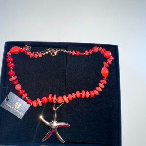 Coral Starfish Pendant Necklace
